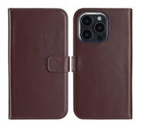 Selencia Étui portefeuille en cuir véritable pour Apple iPhone 16 Pro - Marron