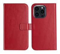 Selencia Selencia Étui portefeuille en cuir véritable iPhone 16 Pro Max Rouge Rouge
