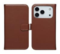 Selencia Étui portefeuille en cuir véritable pour Apple iPhone 17 Pro - Lichtbruin