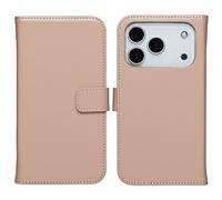 Selencia Étui portefeuille en cuir véritable pour Apple iPhone 17 Pro - Dusty Pink