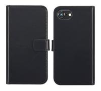 Selencia Selencia Étui portefeuille en cuir véritable iPhone 17e / 16e Noir Noir