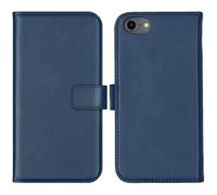 Selencia Selencia Étui portefeuille en cuir véritable iPhone SE (2022 / 2020) / 8 / 7 / 6(s) Bleu Bleu