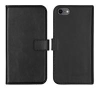 Selencia Étui portefeuille en cuir véritable pour Apple iPhone SE (2022 / 2020) / 8 / 7 / 6(s) - Noir