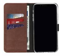Selencia Selencia Étui portefeuille en cuir véritable iPhone Xr Marron foncé Marron