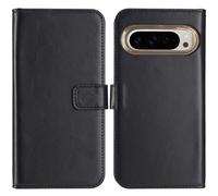 Selencia Selencia Étui portefeuille en cuir véritable Google Pixel 9 / 9 Pro Noir Noir