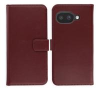 Selencia Selencia Étui portefeuille en cuir véritable pour Google Pixel 9A Burgundy Rouge foncé