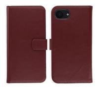 Selencia Selencia Étui portefeuille en cuir véritable pour iPhone 17e / 16e Burgundy Rouge foncé
