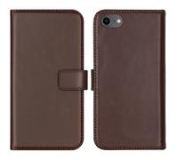 Selencia Étui portefeuille en cuir véritable pour Apple iPhone SE (2022 / 2020) / 8 / 7 / 6(s) - Marron