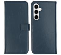 Selencia Selencia Étui portefeuille en cuir véritable pour Samsung Galaxy A55 Bleu foncé Bleu