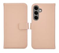 Selencia Selencia Étui portefeuille en cuir véritable pour Samsung Galaxy S25 Dusty Pink Rose clair