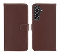 Selencia Selencia Étui portefeuille en cuir véritable Samsung Galaxy S25 FE Marron foncé Brun foncé