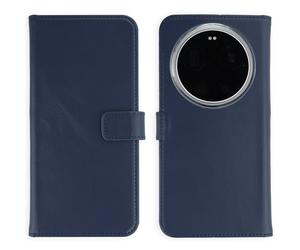Selencia Selencia Étui portefeuille en cuir véritable pour Xiaomi 17 Ultra Bleu foncé Bleu