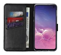 Coque pour Samsung Galaxy S10e Noir Etui de téléphone portefeuille en cuir véritable