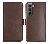 Selencia Bibliothèque en cuir véritable pour le Samsung Galaxy S22 - Marron