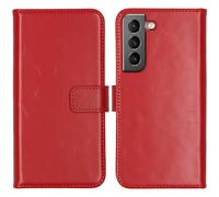 Selencia Selencia Étui portefeuille en cuir véritable Samsung Galaxy S22 Rouge Rouge