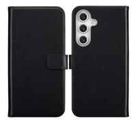 Selencia Selencia Étui portefeuille en cuir véritable Samsung Galaxy S25 FE Noir Noir