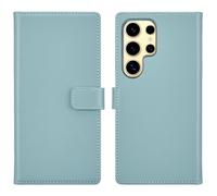 Selencia Étui de téléphone portefeuille en cuir véritable pour Samsung Galaxy S25 Ultra - Air Blue