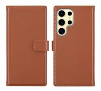 Selencia Selencia Étui portefeuille en cuir véritable Samsung Galaxy S25 Ultra Marron clair Brun clair