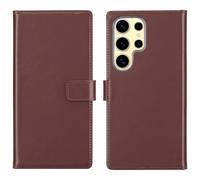 Selencia Étui portefeuille en cuir véritable pour Samsung Galaxy S25 Ultra - Marron foncé