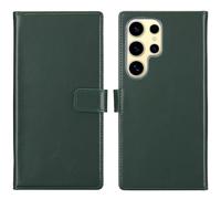 Selencia Selencia Étui de téléphone portefeuille en cuir véritable Samsung Galaxy S25 Ultra Vert Vert