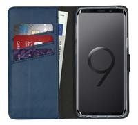 Selencia Bibliothèque en cuir véritable pour le Samsung Galaxy S9 - Bleu