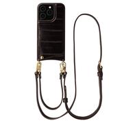 Selencia Nova coque arrière en cuir véritable avec porte-cartes pour Apple iPhone 15 Pro - Dark Chocolate
