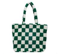 Selencia Sac Fourre-tout Zaya - Teddy Sac Ordinateur 16 pouces - Vert à carreaux