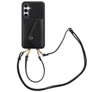 Selencia Sera étui de téléphone avec cordon et porte-cartes pour le Samsung Galaxy A35 - Noir