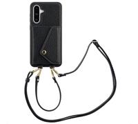 Selencia Sera étui de téléphone avec cordon et porte-cartes pour le Samsung Galaxy A36 / A56 - Noir