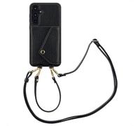 Selencia Sera étui de téléphone avec cordon et porte-cartes pour le Samsung Galaxy A55 - Noir