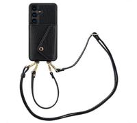 Selencia Sera étui de téléphone avec cordon et porte-cartes pour le Samsung Galaxy S24 - Noir