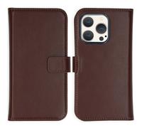 Selencia Selencia Étui portefeuille en cuir véritable iPhone 15 Pro Marron Marron