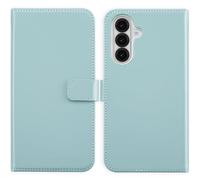 Selencia Selencia Étui de téléphone portefeuille en cuir véritable Samsung Galaxy A56 Air Blue Bleu clair