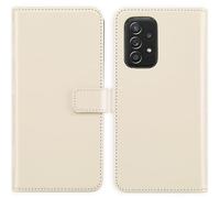 Selencia Selencia Étui portefeuille en cuir véritable Samsung Galaxy A53 Greige Beige