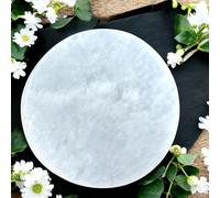 Sélénite Disque rond en cristal pour guérison, méditation, énergie spirituelle (10 cm)