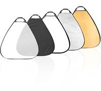 Selens Réflecteur 5 en 1, triangulaire, 80 cm, portable, pliable, doré, argenté, blanc, noir, transparent, avec sac de transport, pour portrait, studio photo, vidéo