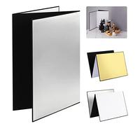 Selens Réflecteur de lumière 4 en 1 Photographie Diffuseur en carton 42 x 29,7 cm, tableau pliable pour produits alimentaires, bijoux, photographie, argent/blanc/or/noir, A3