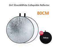 Selens-Réflecteur de photographie portable pliable 5 en 1,diffuseur de lumière,rond,nar,réflecteur multi-taille pour studio photo - Type 80cm silver white