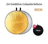 Selens-Réflecteur de photographie portable pliable 5 en 1,diffuseur de lumière,rond,nar,réflecteur multi-taille pour studio photo - Type 80cm silver gold