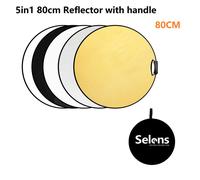 Selens-Réflecteur de photographie portable pliable 5 en 1,diffuseur de lumière,rond,nar,réflecteur multi-taille pour studio photo - Type 80cm handle gold