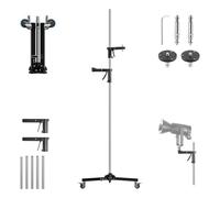 Selens Support d'éclairage robuste de 250 cm avec 2 poignées pistolet, poteaux amovibles, roulettes pivotantes à 360°, adaptateur de vis de 6,35 mm à 9,5 mm, pour photographie monolight, boîte à