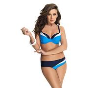 Selente My Secret 1880 Maillot de Bain Taille Haute Shaping Femme 2 pièces/Bikini Grande Taille, Bonnets C-H, Bikini Bleu/Bleu Ciel/Blanc, 95D/Slip L