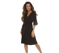 Selente Sweet Dreams Peignoir Robe de Chambre Élégante (made in EU) en Fine Viscose avec Dentelle, Noir, L
