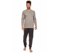 Selente Sweet Dreams Pyjama Homme en Coton, Gris/Anthracite Long, L