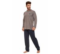 Selente Sweet Dreams Pyjama Homme en Coton, Gris/Bleu Long, M