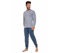Selente Sweet Dreams Pyjama Homme en Coton, Gris fumé Rayures Long, XXL