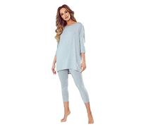 Selente Sweet Dreams Pyjama tendance, shorty ou pyjama (fabriqué en UE) court, capri ou long, avec manches 3/4 ou manches courtes, Pyjama legging gris clair, 38