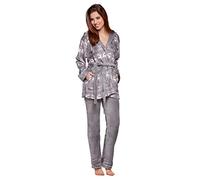Selente Sweet Dreams Souple Ensemble d'intérieur Femme en Polaire hyperchaud, gris renne, L