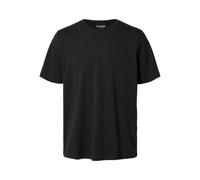 SELETED HOMME Slhaspen Slub SS O-Neck T-Shirt Noos, Noir