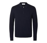 SELETED HOMME SLHBERG LS Polo à Demi-Fermeture éclair Noos, Bleu Marine/détails : chiné., L